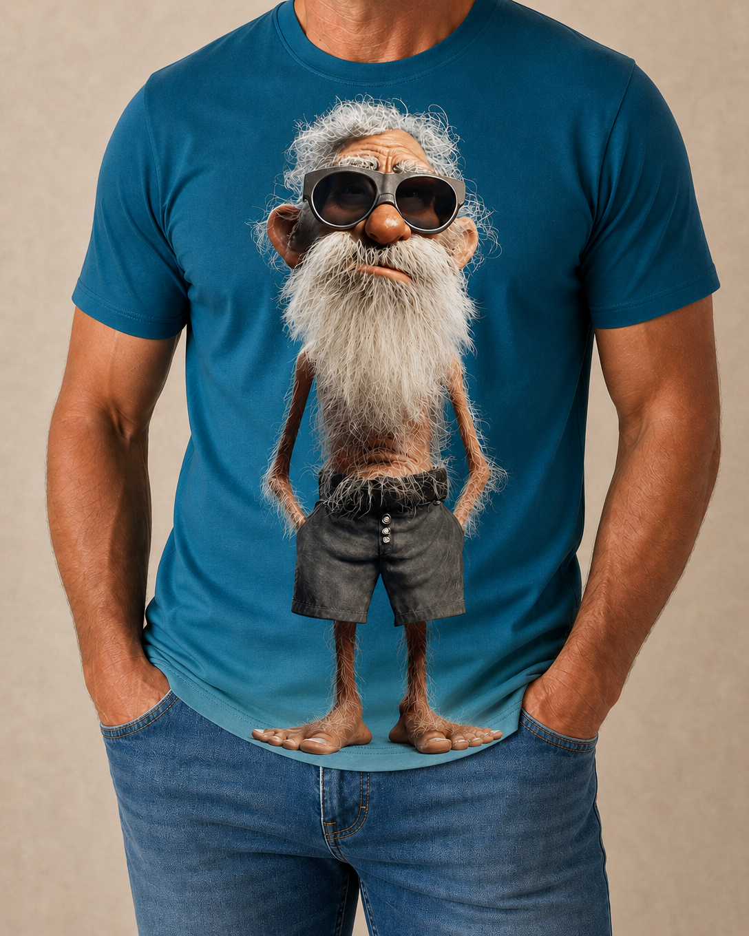 Funny Old Man Mascot Graphic Print Tee