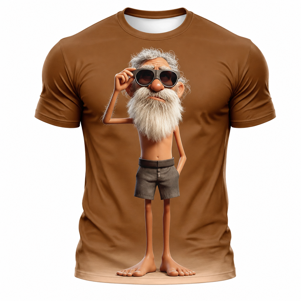 Funny Old Man Mascot Graphic Print Tee