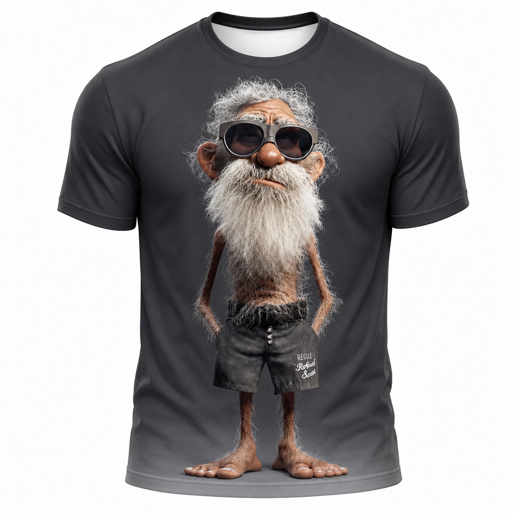 Funny Old Man Mascot Graphic Print Tee