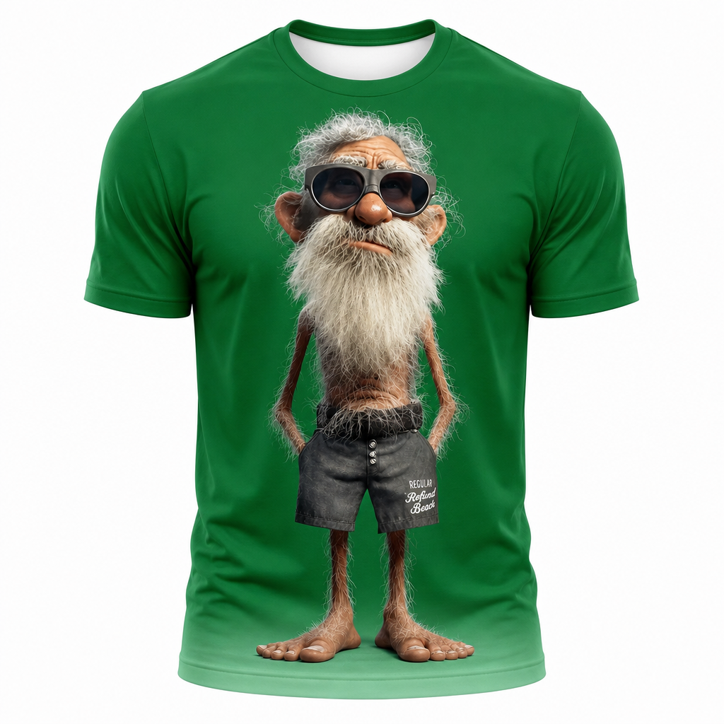 Funny Old Man Mascot Graphic Print Tee