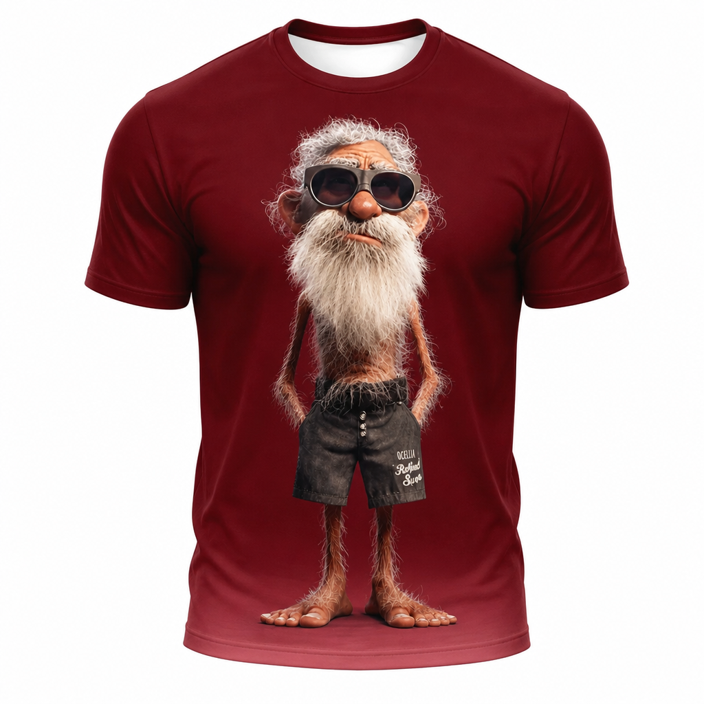 Funny Old Man Mascot Graphic Print Tee