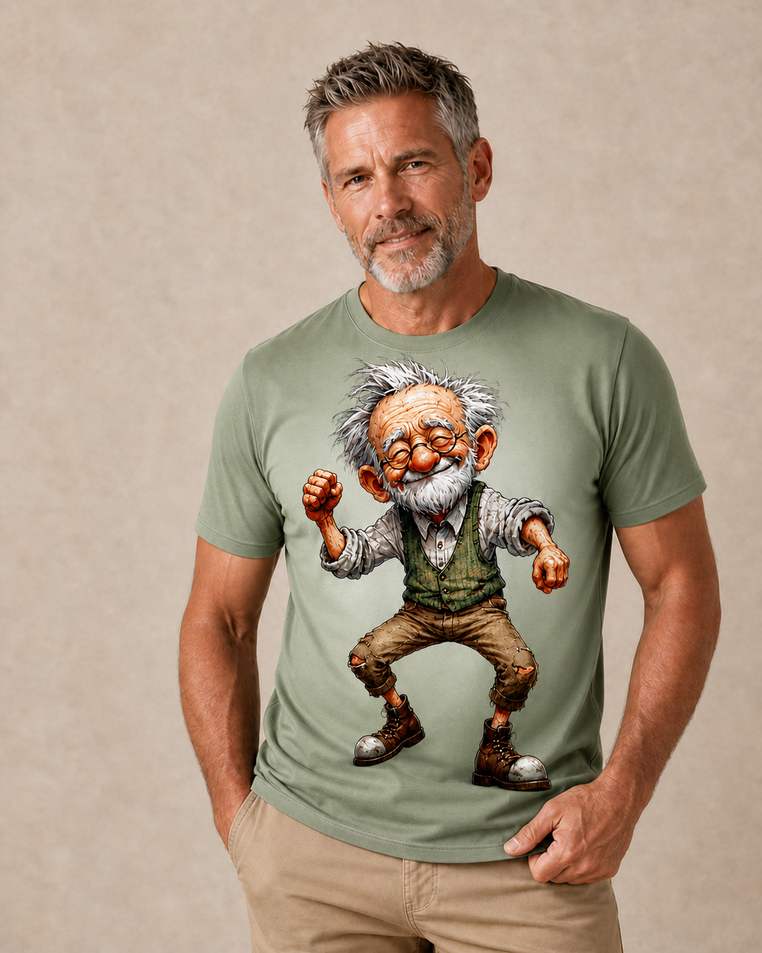 Funny Ombre Old Man Colorful 3D Graphic Tee