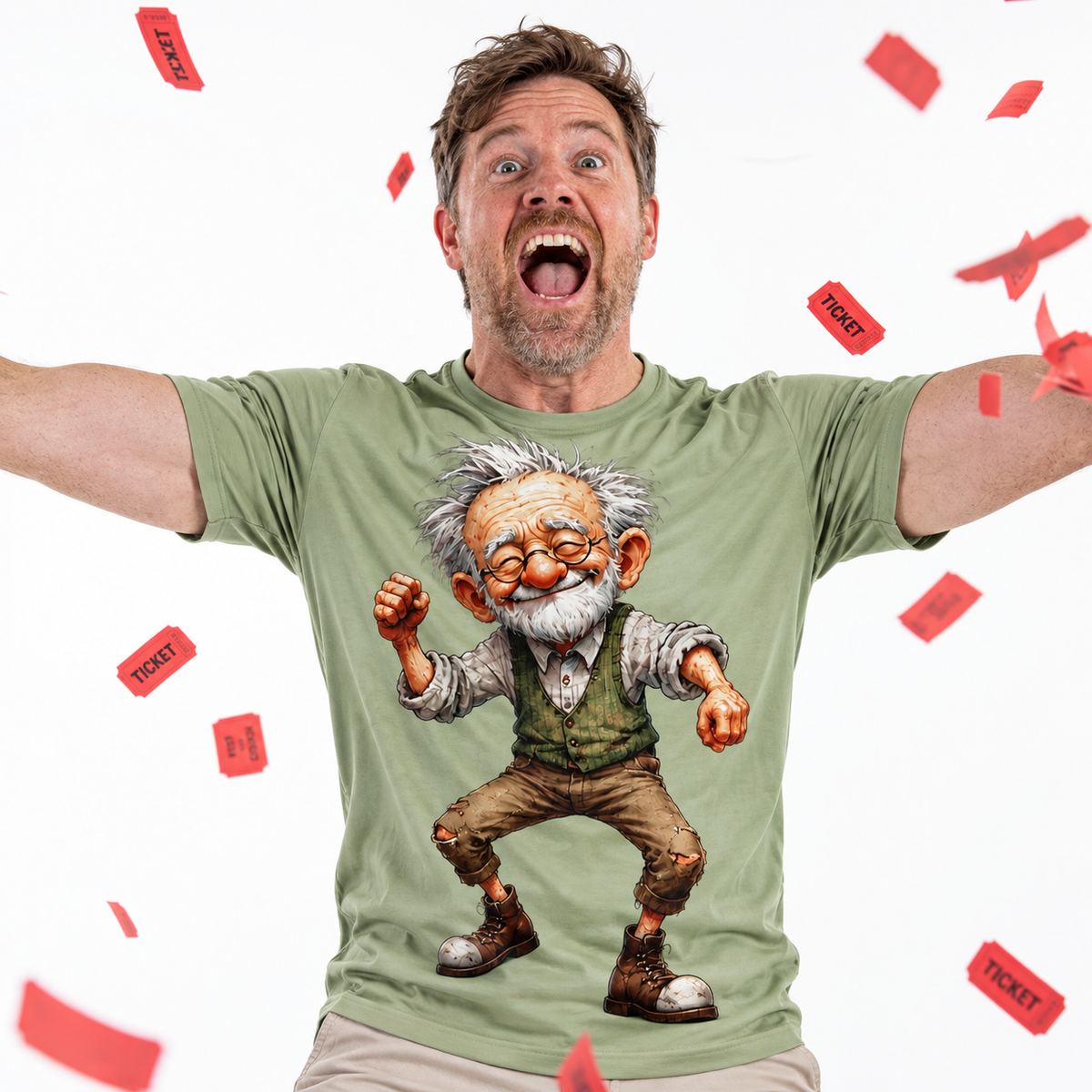 Funny Ombre Old Man Colorful 3D Graphic Tee