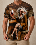 Crazy Old Man Wine Cheers Graphic Tee