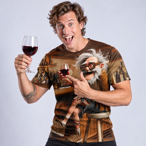 Crazy Old Man Wine Cheers Graphic Tee