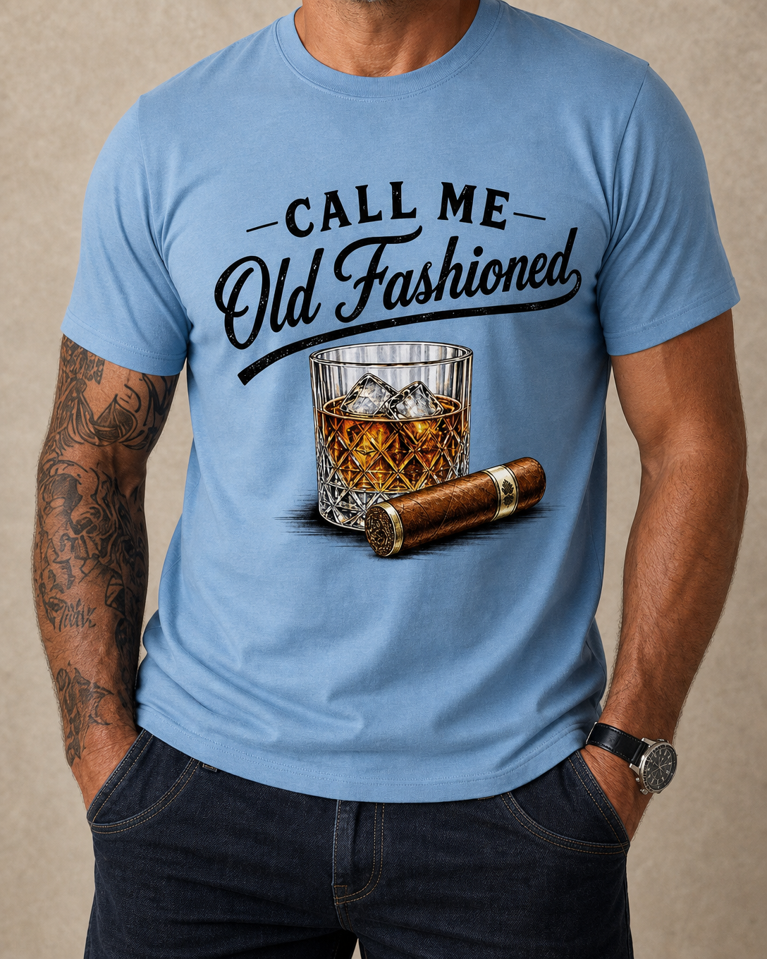 Call me Old Fashioned Humor Quote Funny Whiskey Graphic Tee Shirt