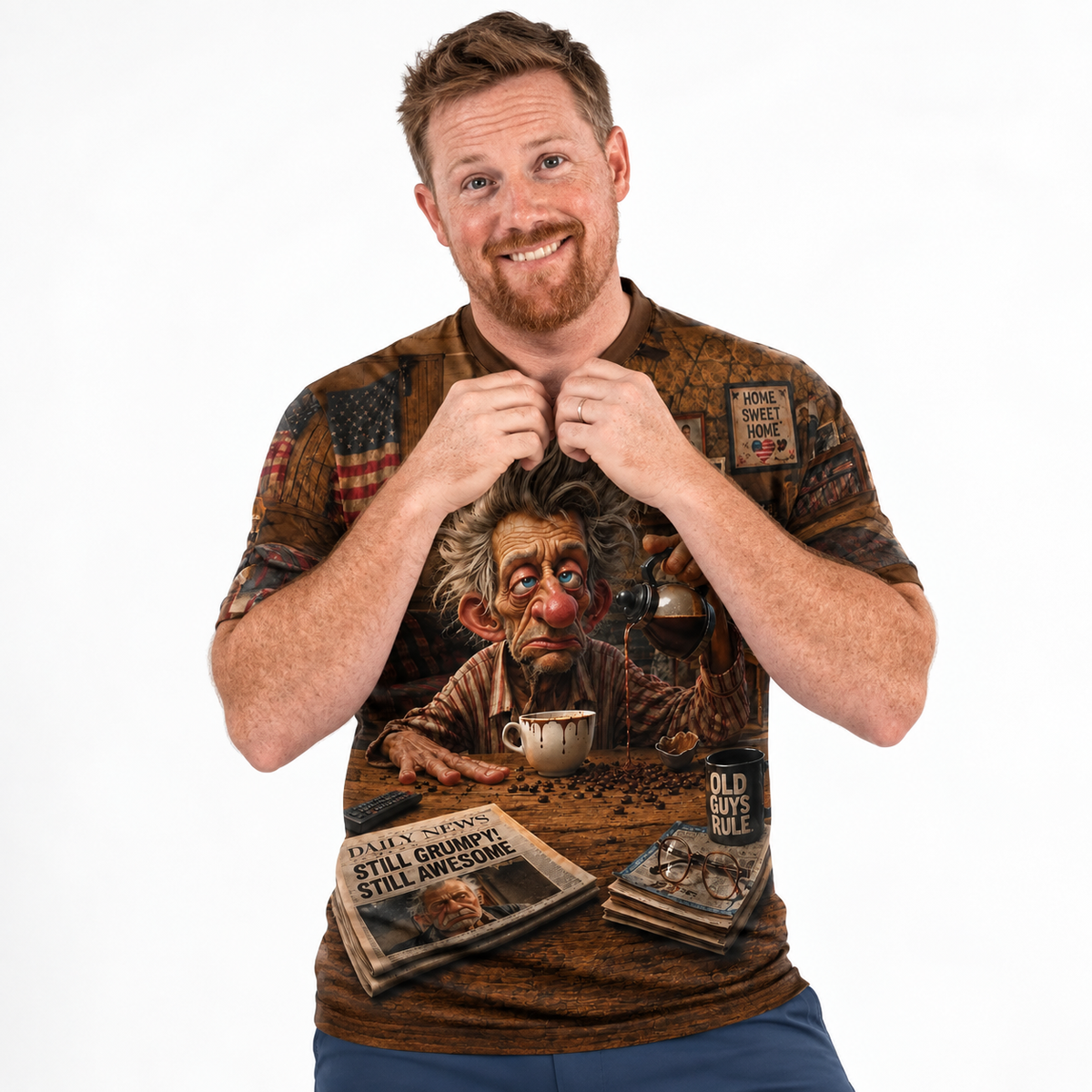Vintage Classic Coffee Old Man Graphic Tee