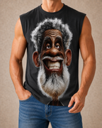 Old Man 3D Print Graphic Sleeveless Tee