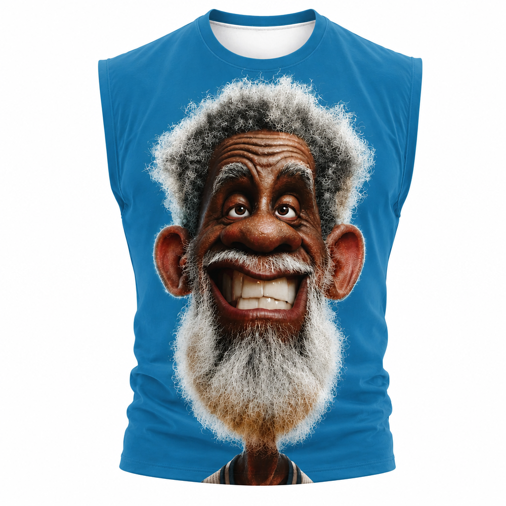 Old Man 3D Print Graphic Sleeveless Tee
