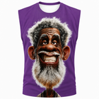 Old Man 3D Print Graphic Sleeveless Tee