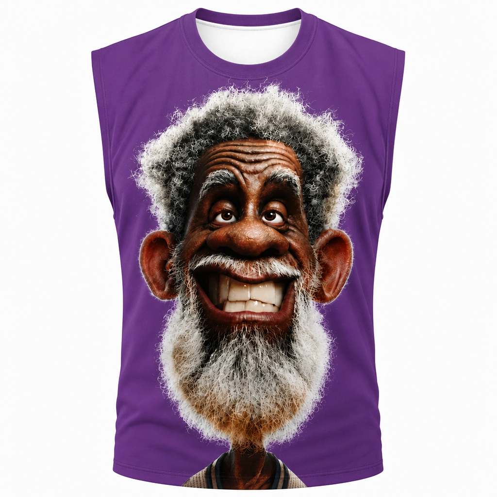 Old Man 3D Print Graphic Sleeveless Tee