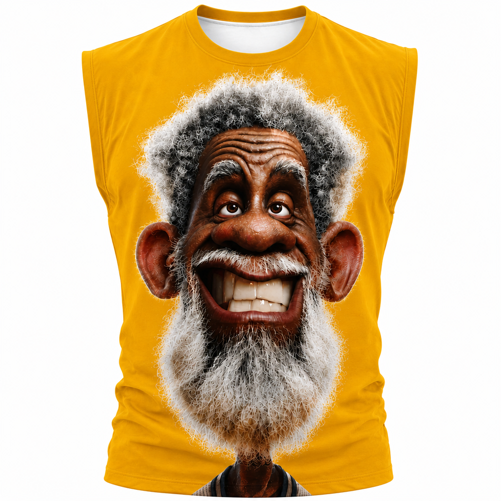 Old Man 3D Print Graphic Sleeveless Tee