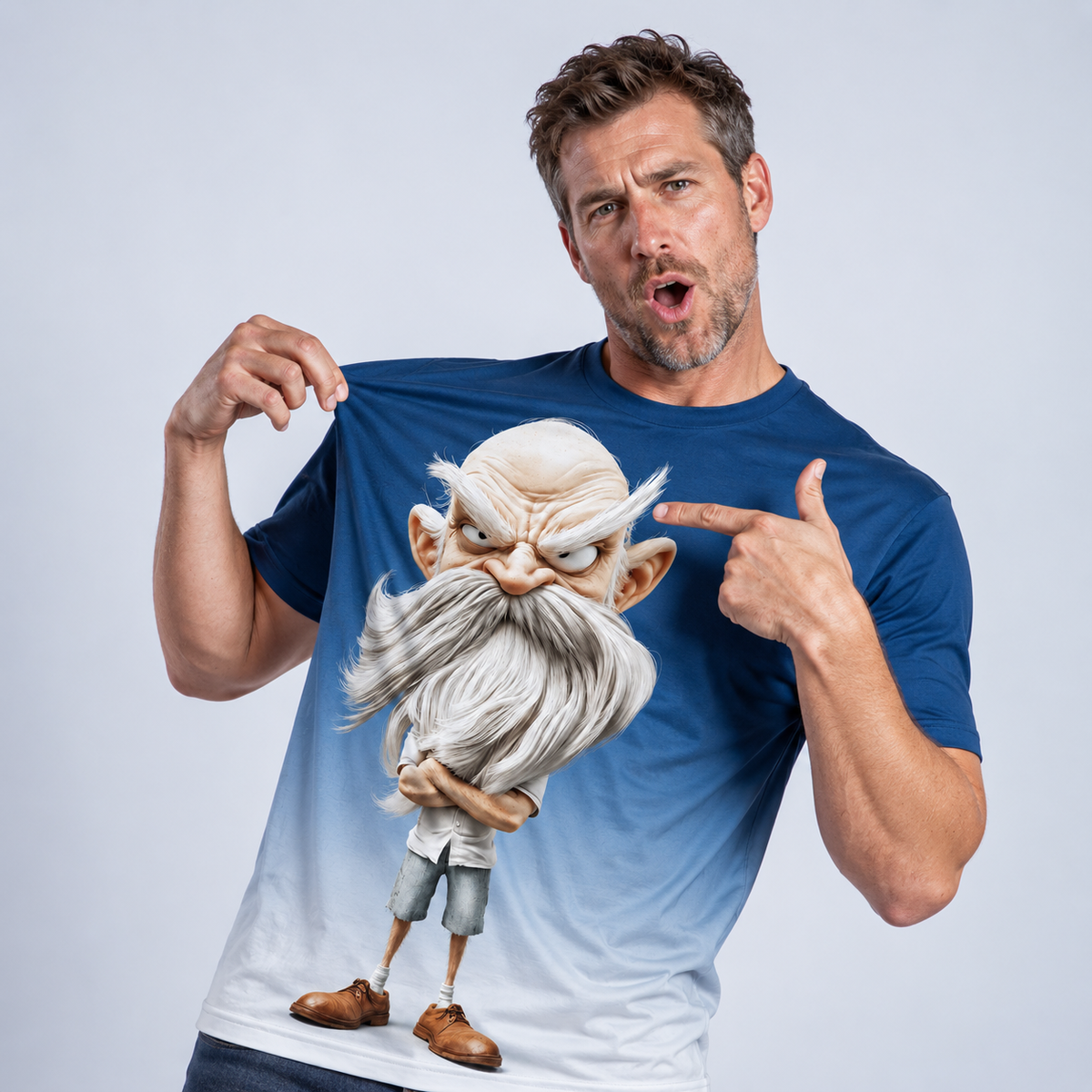 Legendary Ombre Old Man Graphic Print Tee