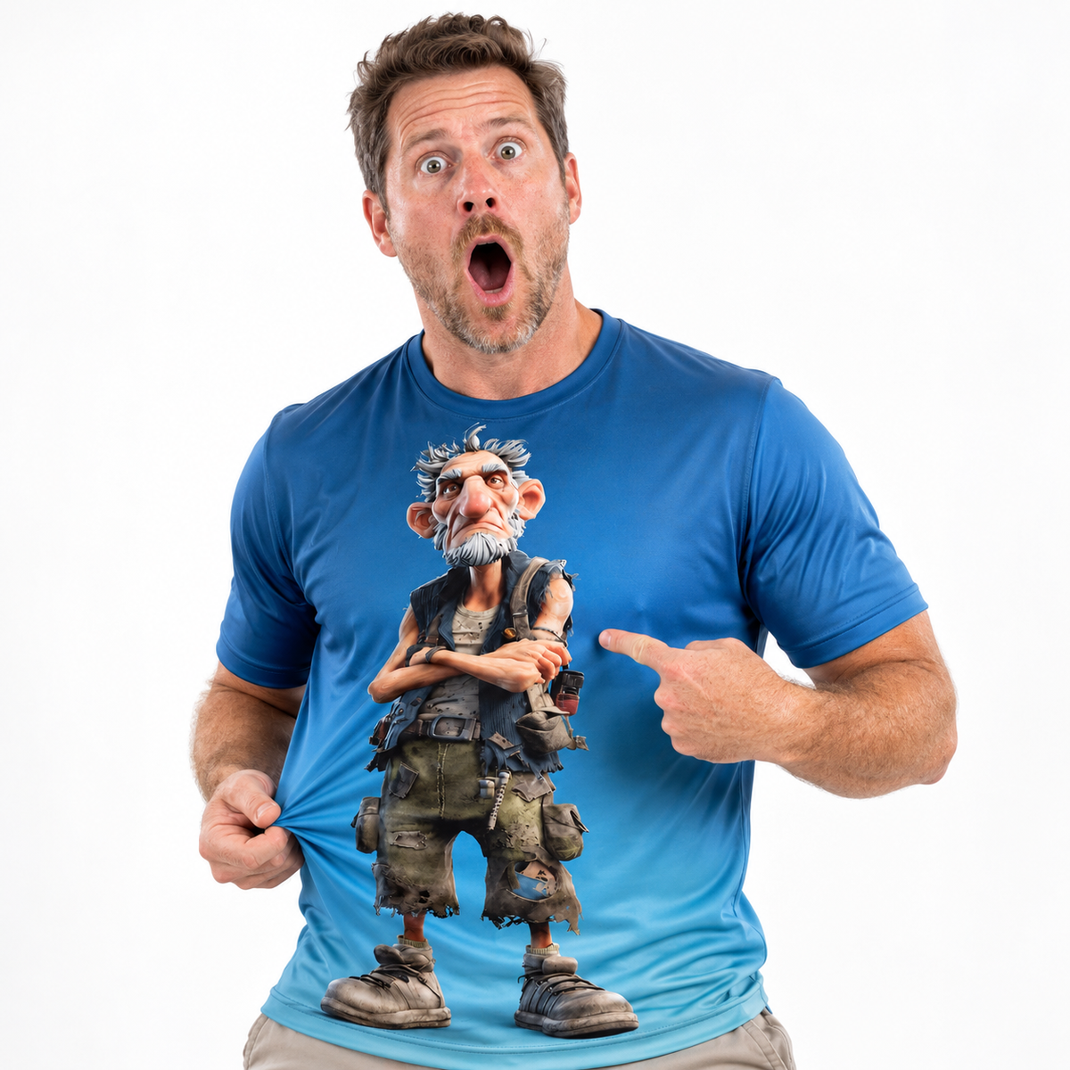 Ombre Old Man Graphic Legendary Print Tee