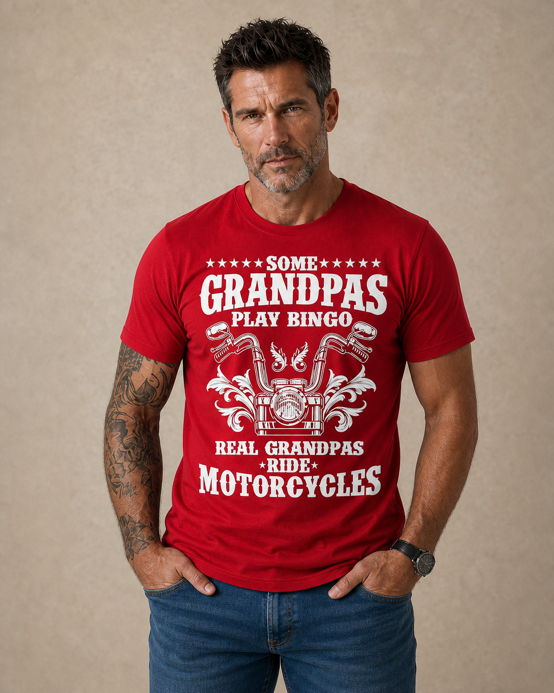 Real Grandpas Ride Motorcycles Funny Graphic Tee