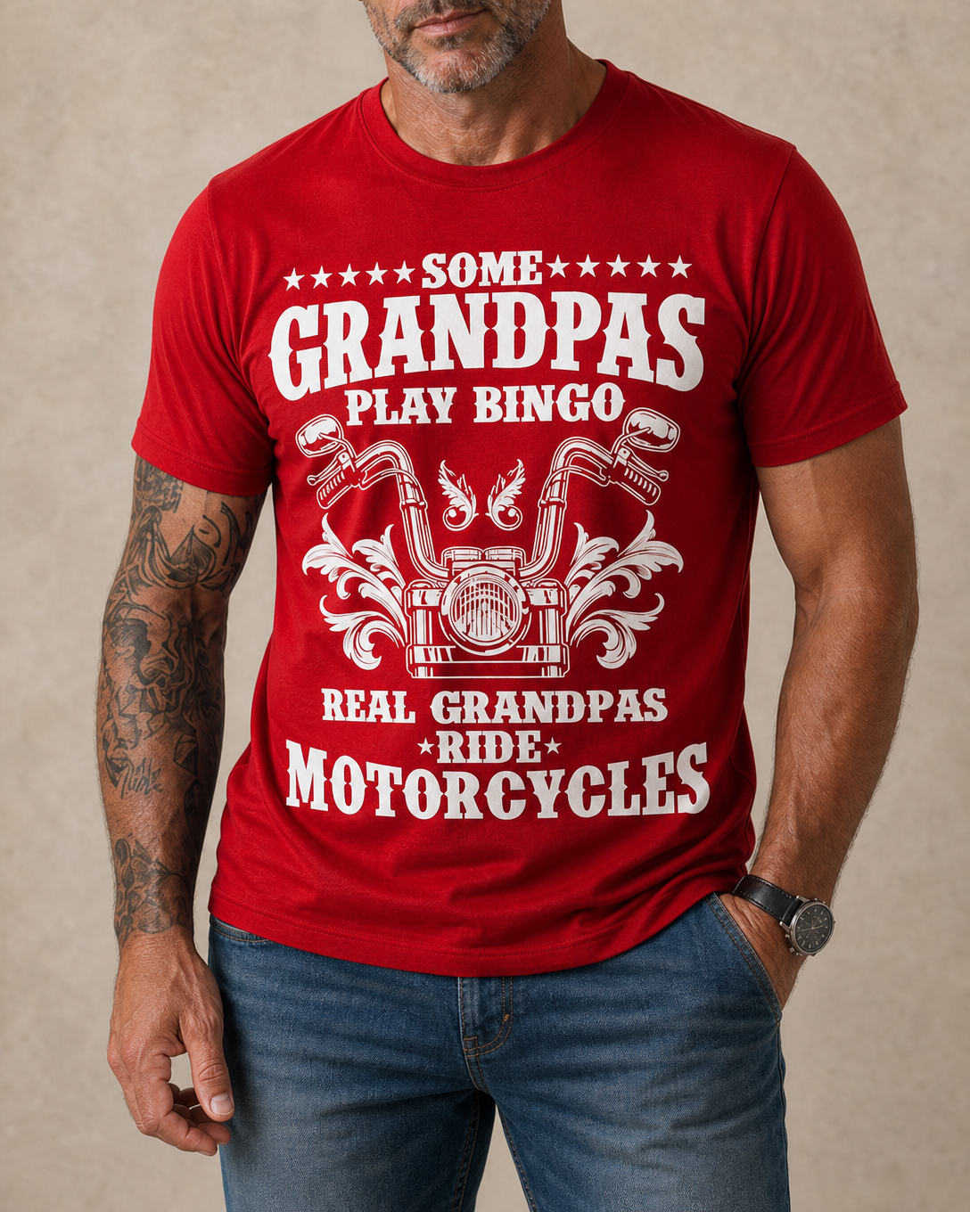 Real Grandpas Ride Motorcycles Funny Graphic Tee