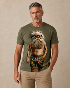 Legendary Old Man Army Green 3D Graphic Print Tee