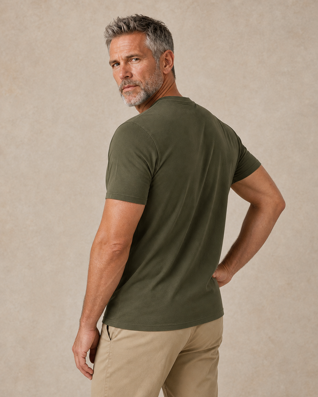 Legendary Old Man Army Green 3D Graphic Print Tee