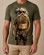 Legendary Old Man Army Green 3D Graphic Print Tee