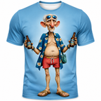 Funny Ombre Old Man Beer 3D Graphic Print Tee