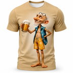 Funny Ombre Old Man Beer 3D Graphic Print Tee