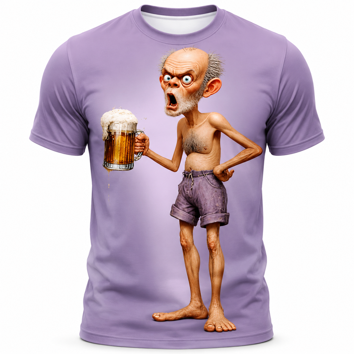 Funny Ombre Old Man Beer 3D Graphic Print Tee