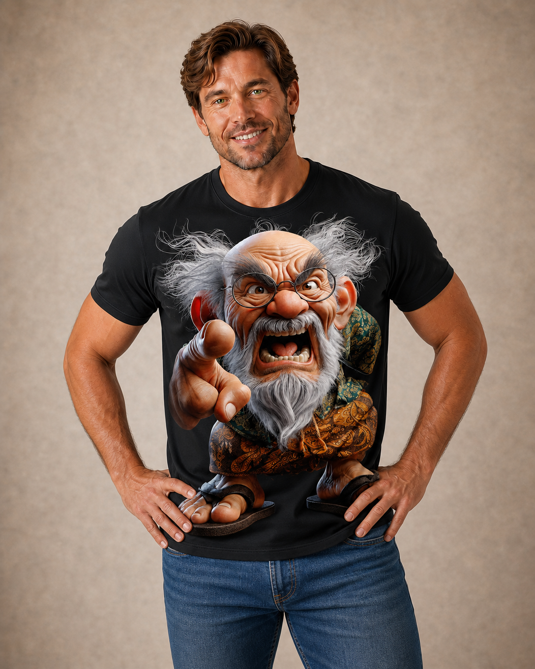 Ombre Grumpy Old Man Graphic Print Tee