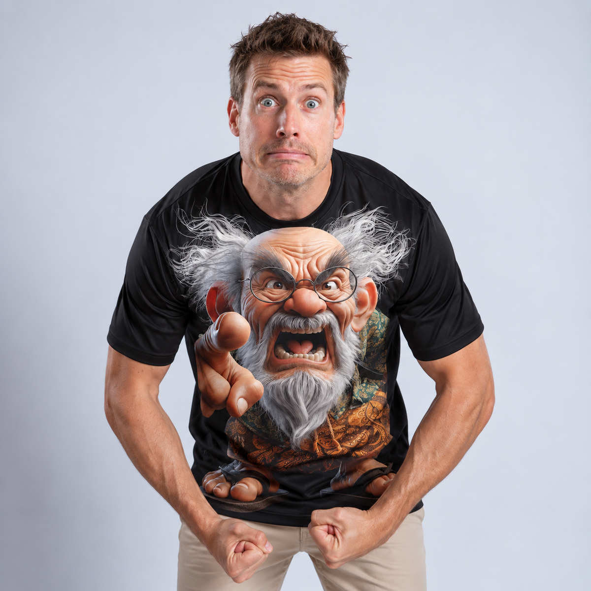 Ombre Grumpy Old Man Graphic Print Tee