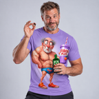 Ombre Funny Fitness Bodybuilding Old Man 3D Graphic Print Tee