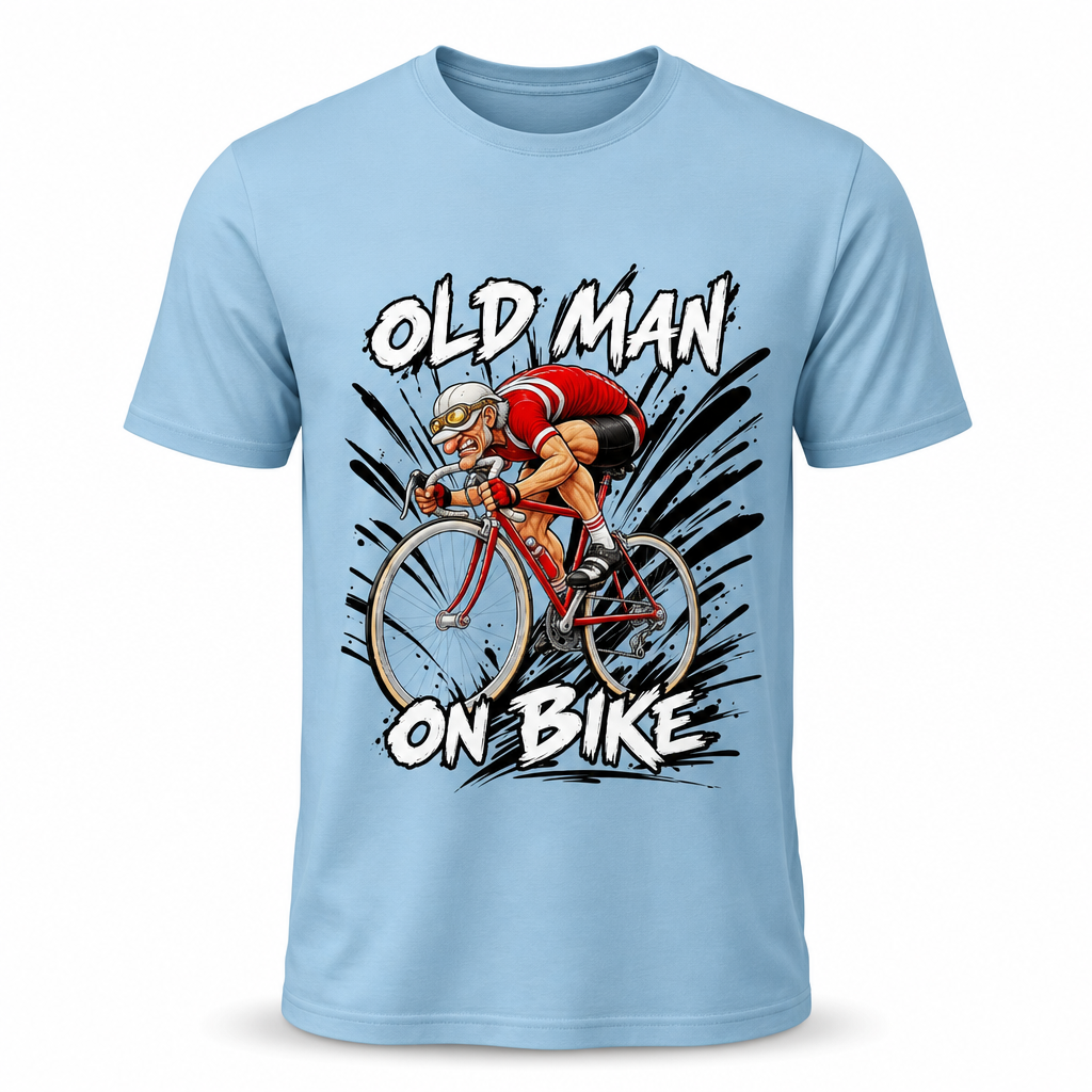 Funny Old Man Bike Print Riding Cycling Graphic Tee