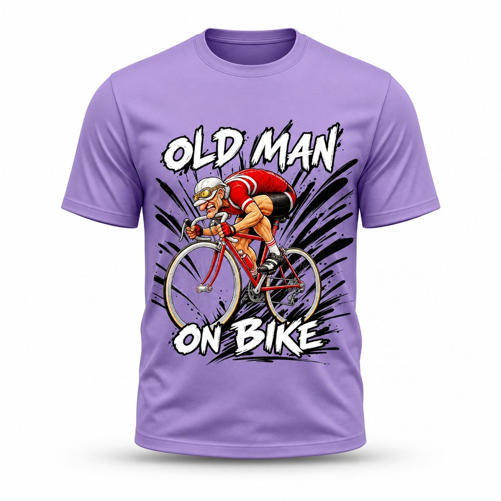 Funny Old Man Bike Print Riding Cycling Graphic Tee