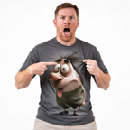Funny Character Emotes Gray 3D Graphic Print Street Tee