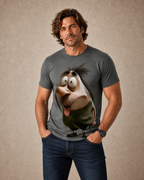 Funny Character Emotes Gray 3D Graphic Print Street Tee
