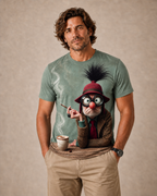 Ombre Old Man Coffee Funny 3D Graphic Print Tee