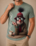 Ombre Old Man Coffee Funny 3D Graphic Print Tee