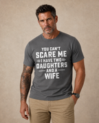Two Daughters Dad Warning Graphic Tee