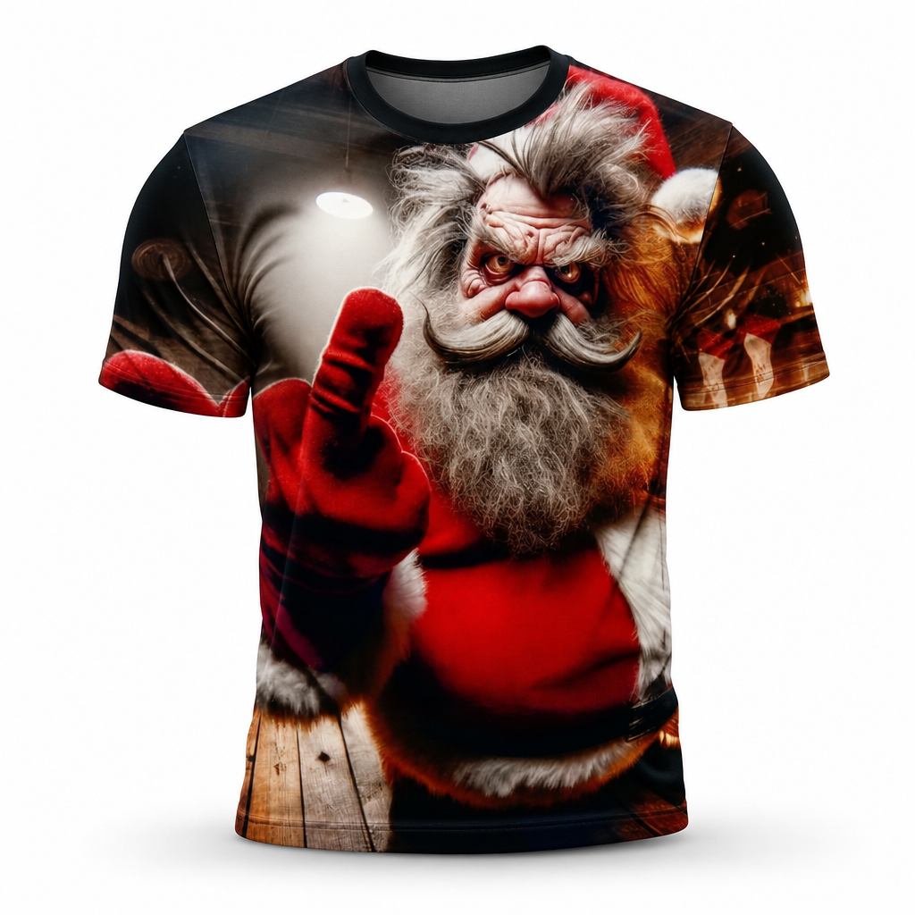 Santa Claus Old Man Funny Christmas Graphic Tee Shirt
