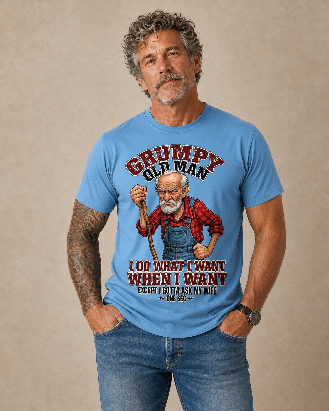 Funny Grumpy Old Man Humor Wife Print Graphic Tee Shirt