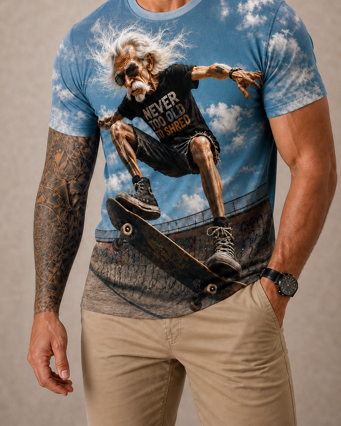 Legendary Old Man Skateboard Graphic Street Tee