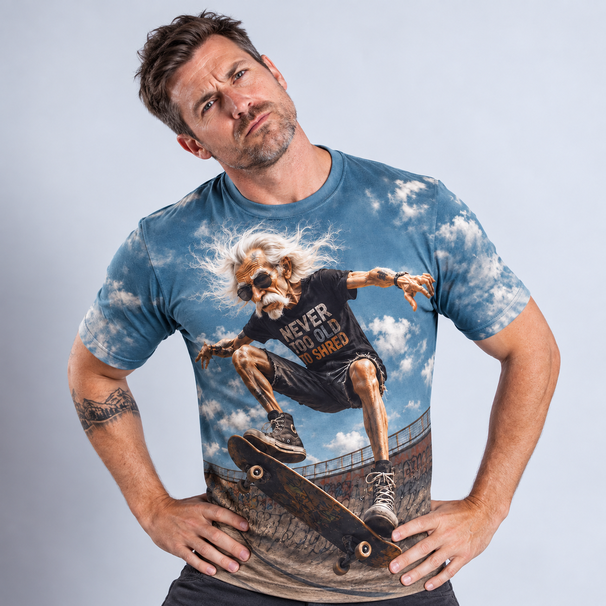 Legendary Old Man Skateboard Graphic Street Tee