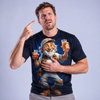 Vintage Beer Old Man Cheers Print Shirt
