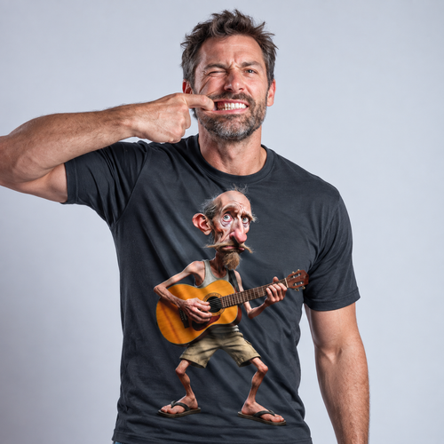 Classic Guitar Music Hero Old Man Rocker Tee