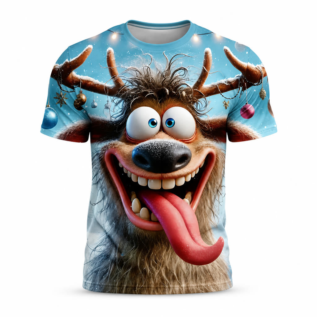 Christmas Animal Festive Holiday Graphic Casual Short Sleeve Tee