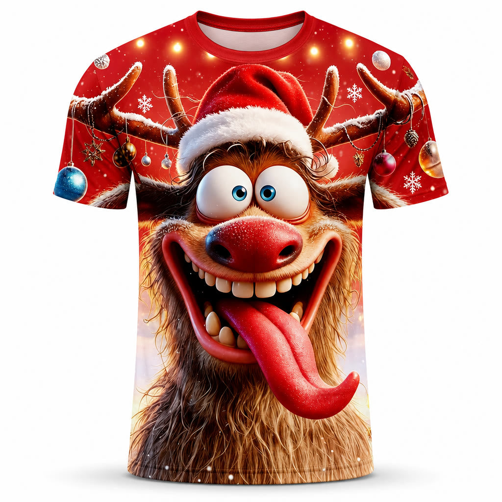 Christmas Animal Festive Holiday Graphic Casual Short Sleeve Tee