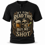 Retro Beer Drinking Humor Graphic Short Sleeve Henley Shirt