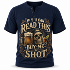 Retro Beer Drinking Humor Graphic Short Sleeve Henley Shirt