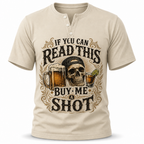 Retro Beer Drinking Humor Graphic Short Sleeve Henley Shirt