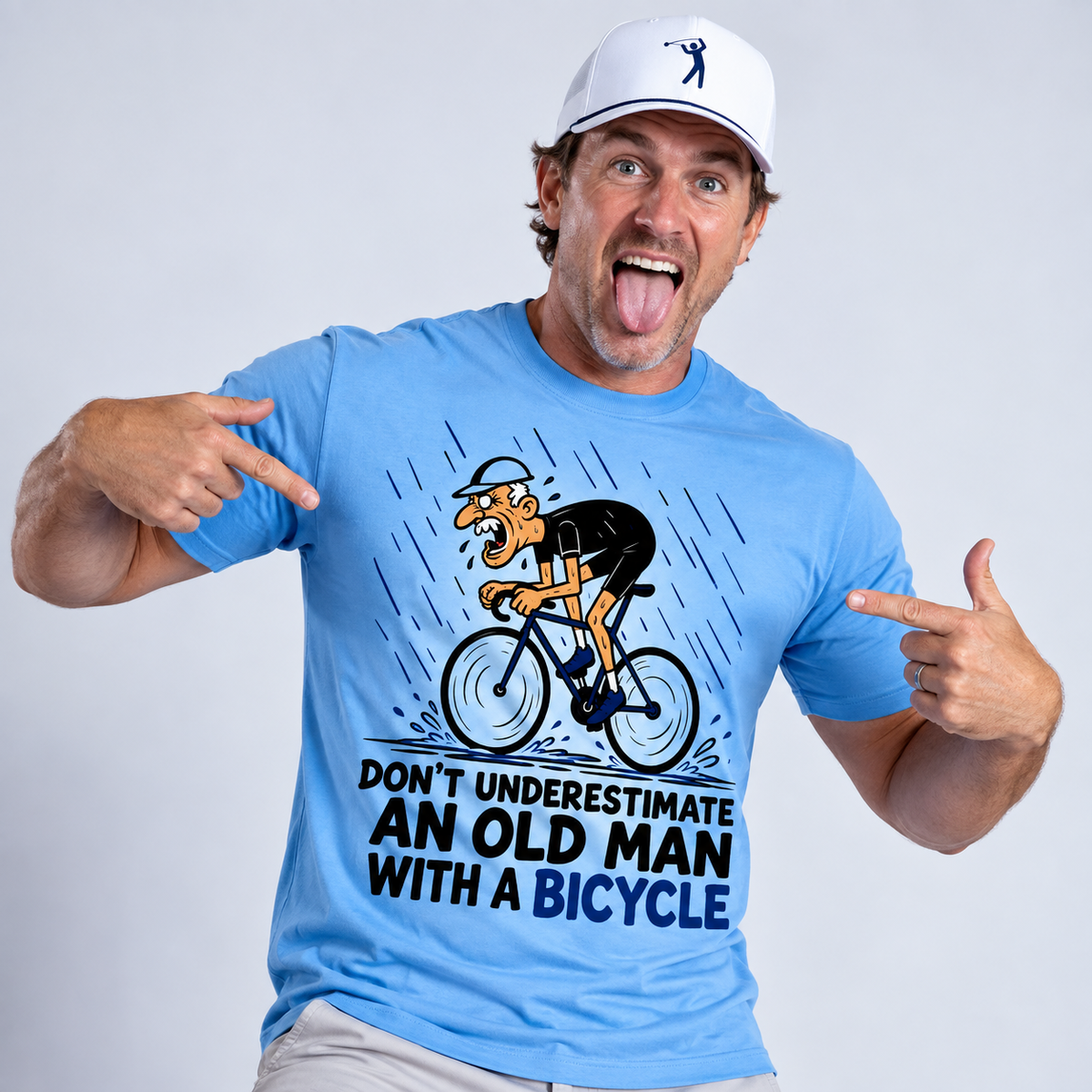 Old Man Riding Blue Purple 3D Graphic Print Tee