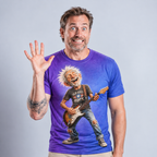 Old Rocker Cool Old Man Guitar Cartoon Tee