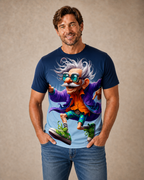 Funny Blue Ombre Old Man 3D Graphic Tee
